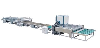 Línea de producción de vidrio laminado.